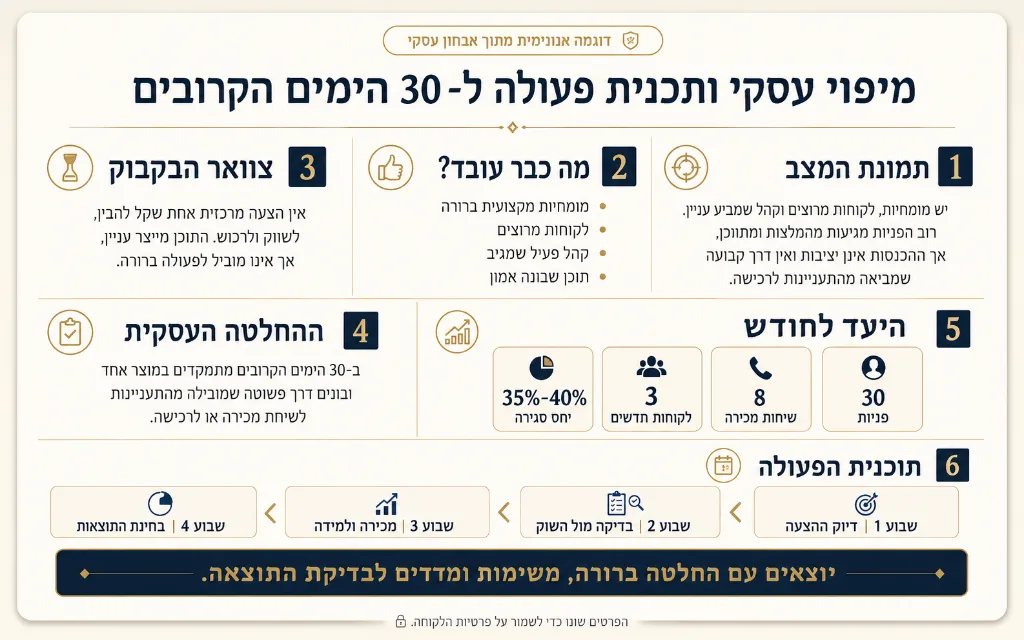 דוגמה אנונימית של אבחון עסקי ותוכנית פעולה